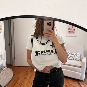 Nike White Crop Top with Graphic Design and Short Sleeves